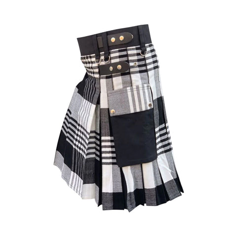 Black & White Fashion Tartan Kilt