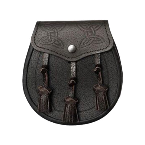 Dark Brown Leather Twin Swirl Celtic Embossed Sporran