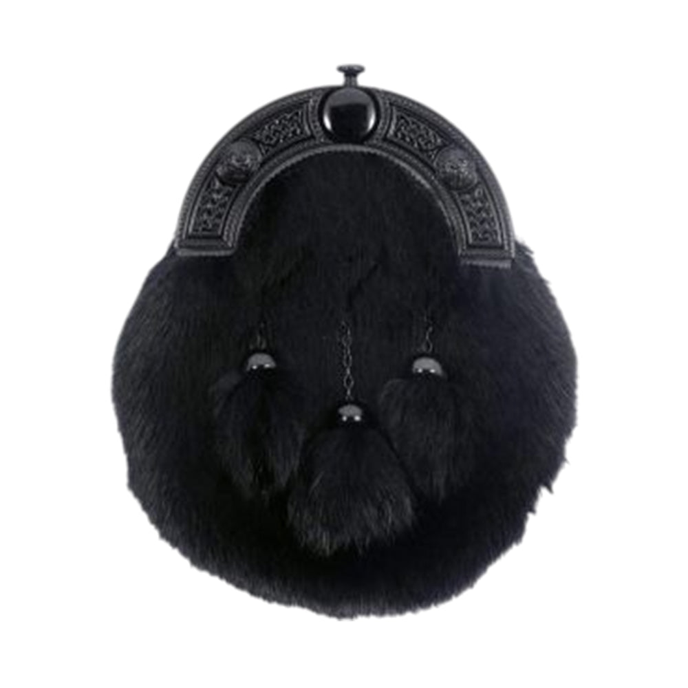 Flack Full Dress Black Rabbit Celtic Knot Sporran
