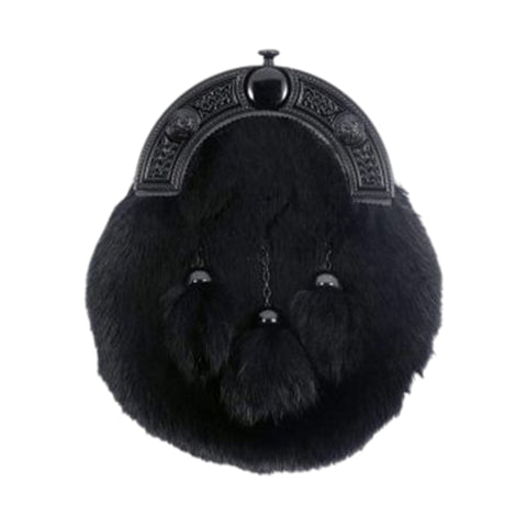 Flack Full Dress Black Rabbit Celtic Knot Sporran