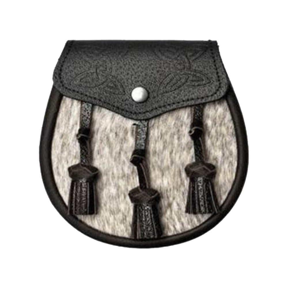 Semi Dress Natural Calfskin Dark Brown Celtic Embossed Sporran