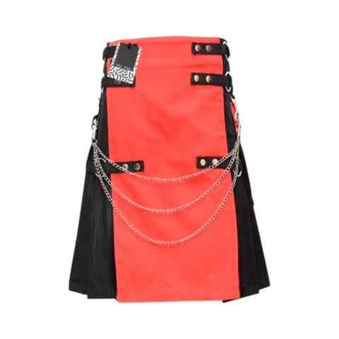 Fashion Black and Red Wedding Utility Kilt
