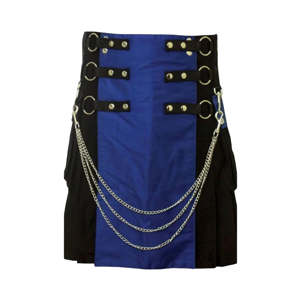 Blue and Black Cotton Deluxe Hybrid KILT