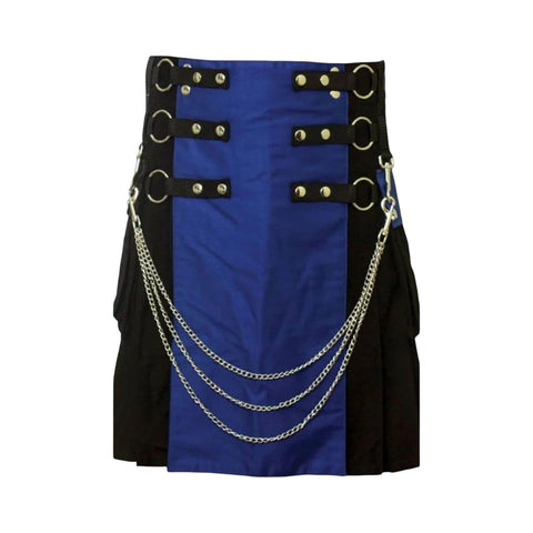 Blue and Black Cotton Deluxe Hybrid KILT
