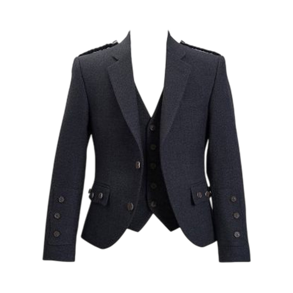 Crail Charcoal Tweed Klashich Jacket With Waistcoat