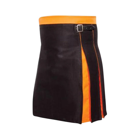 Box Pleated Modern Black And Orange Two Kilt
