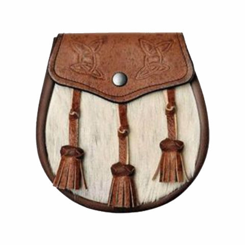 Semi Dress Natural Calfskin Khaki Celtic Embossed Sporran