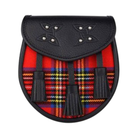 Genuine Leather with Royal Stewart Tartan Sporran