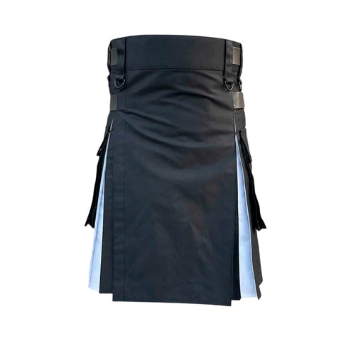 Black & White Simple 2 Side Pocket Utility Kilt