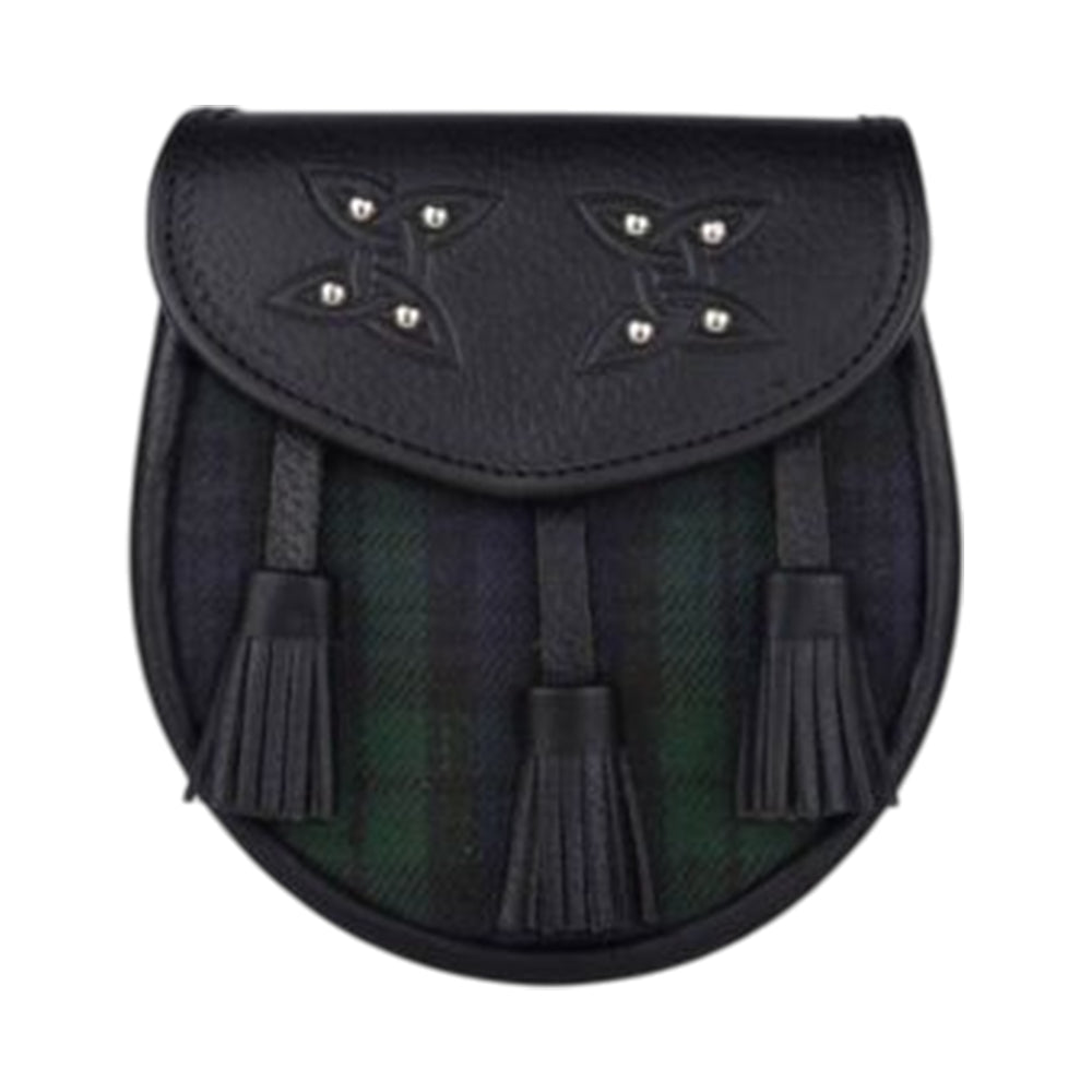 Genuine Leather with Black Watch Tartan Sporran