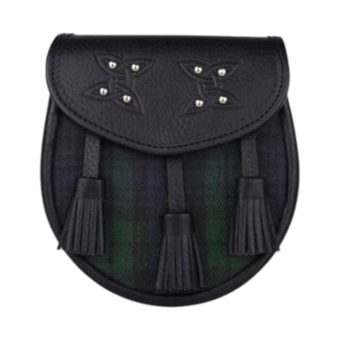 Genuine Leather with Black Watch Tartan Sporran