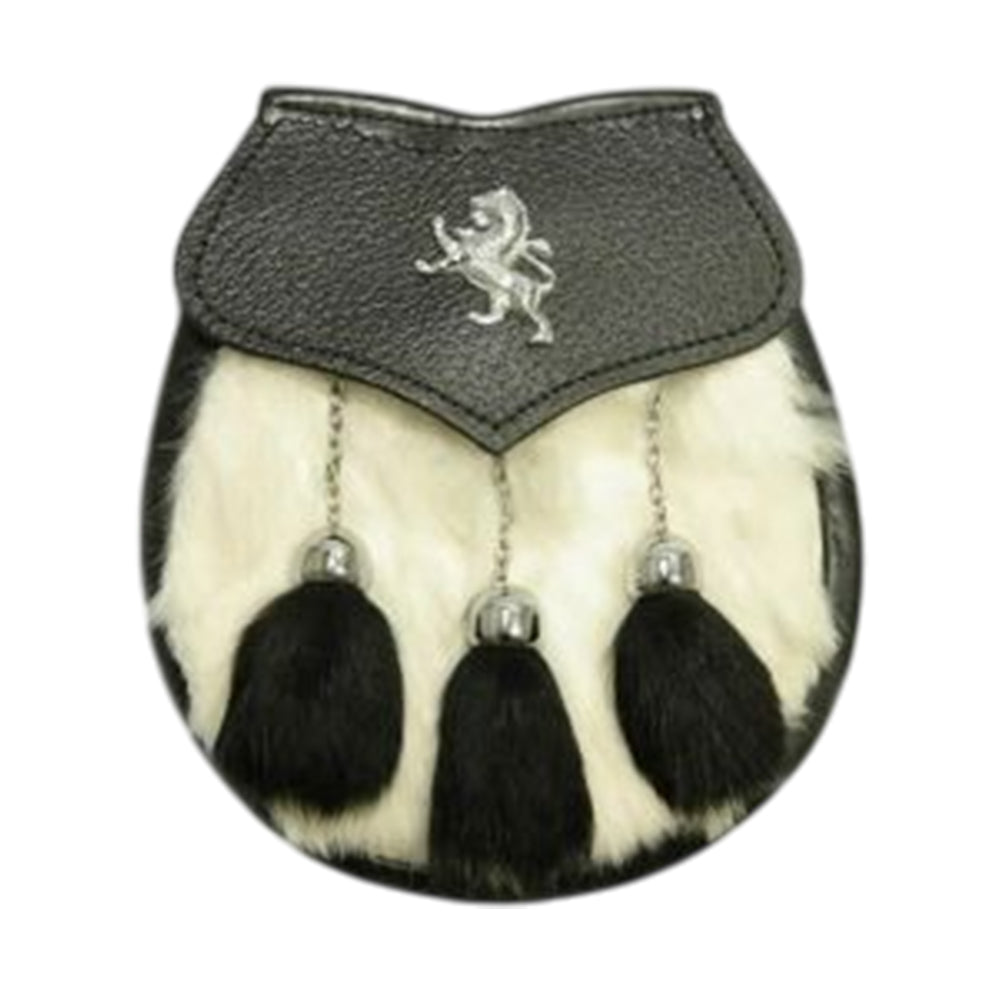 Semi Dress White-Black Rabbit Fur Lion Crest Sporran