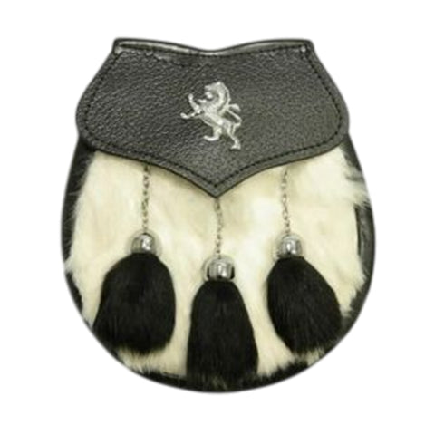 Semi Dress White-Black Rabbit Fur Lion Crest Sporran