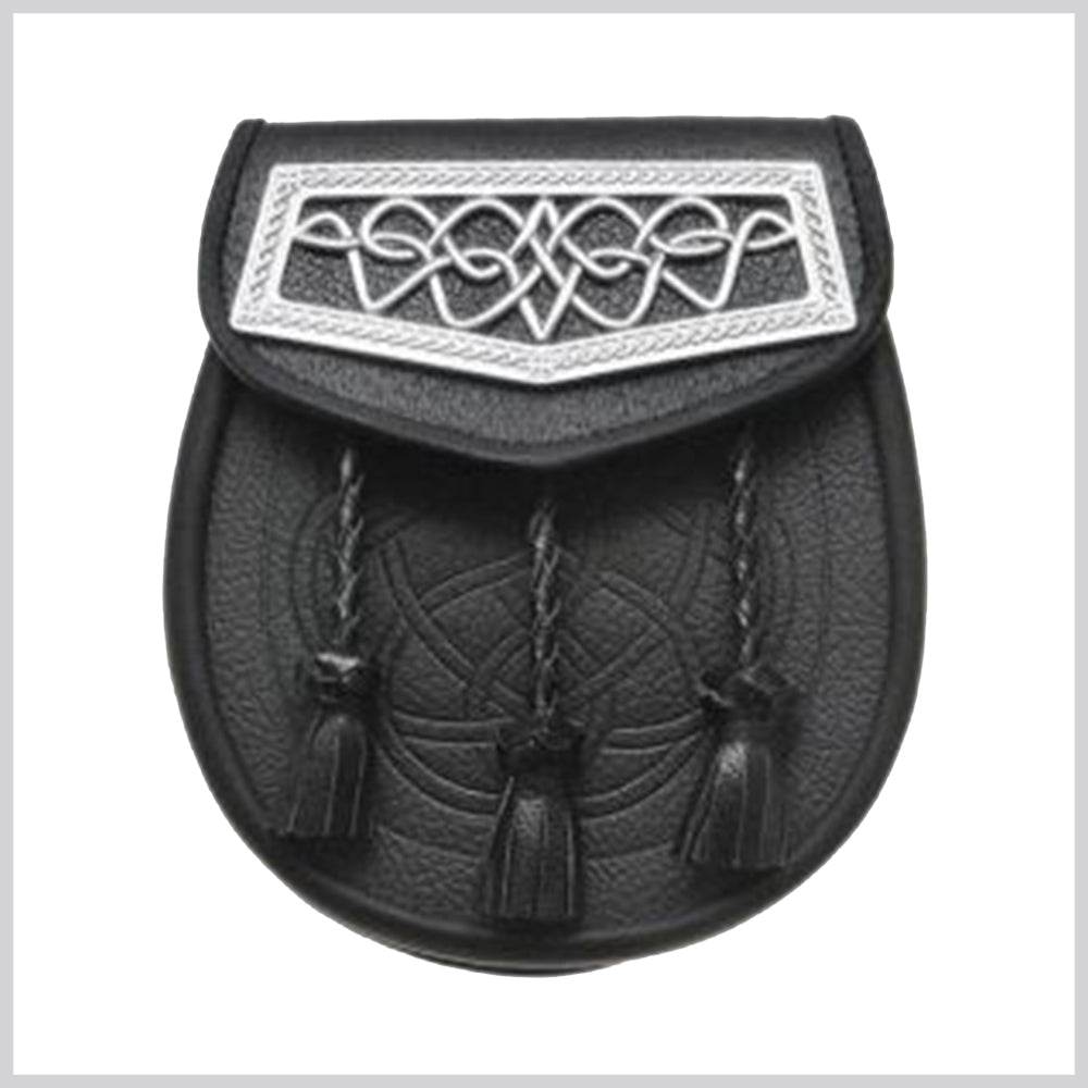 Black Leather Celtic Interweave Plate Sporran