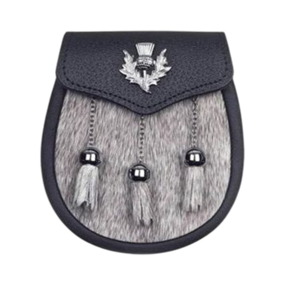 Semi Dress Natural Calfskin Sporran Thistle Badge