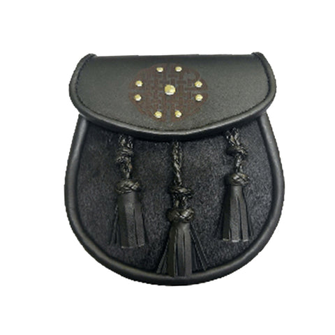 New Black Leather Sporran