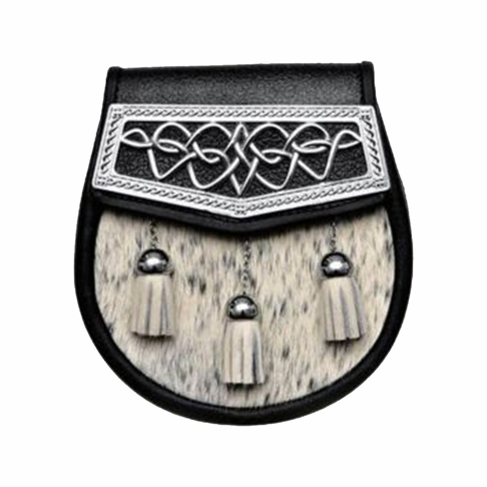 Semi Dress Natural Calfskin Celtic Interweave Plate Sporran