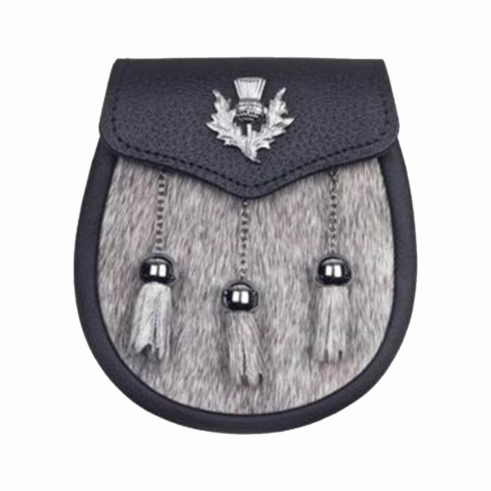Semi Dress Natural Calfskin Sporran Thistle Badge