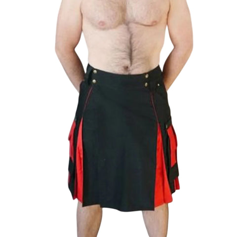 Black and Red Box Pleated Kilt