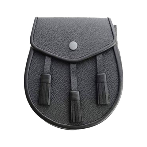 Scottish Three Tassel Leather Sporran With Free Chain Belt