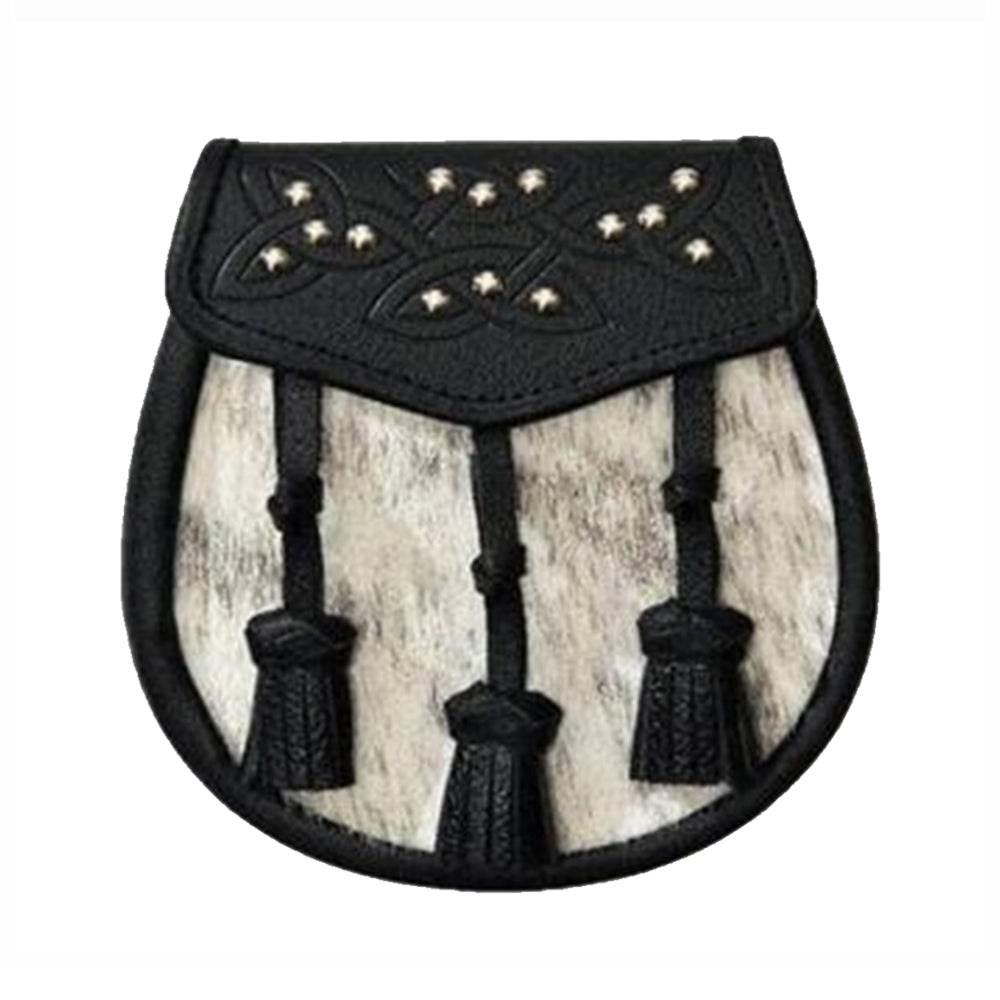 Semi Dress Natural Calfskin 14 Stud Leather Tassel Sporran