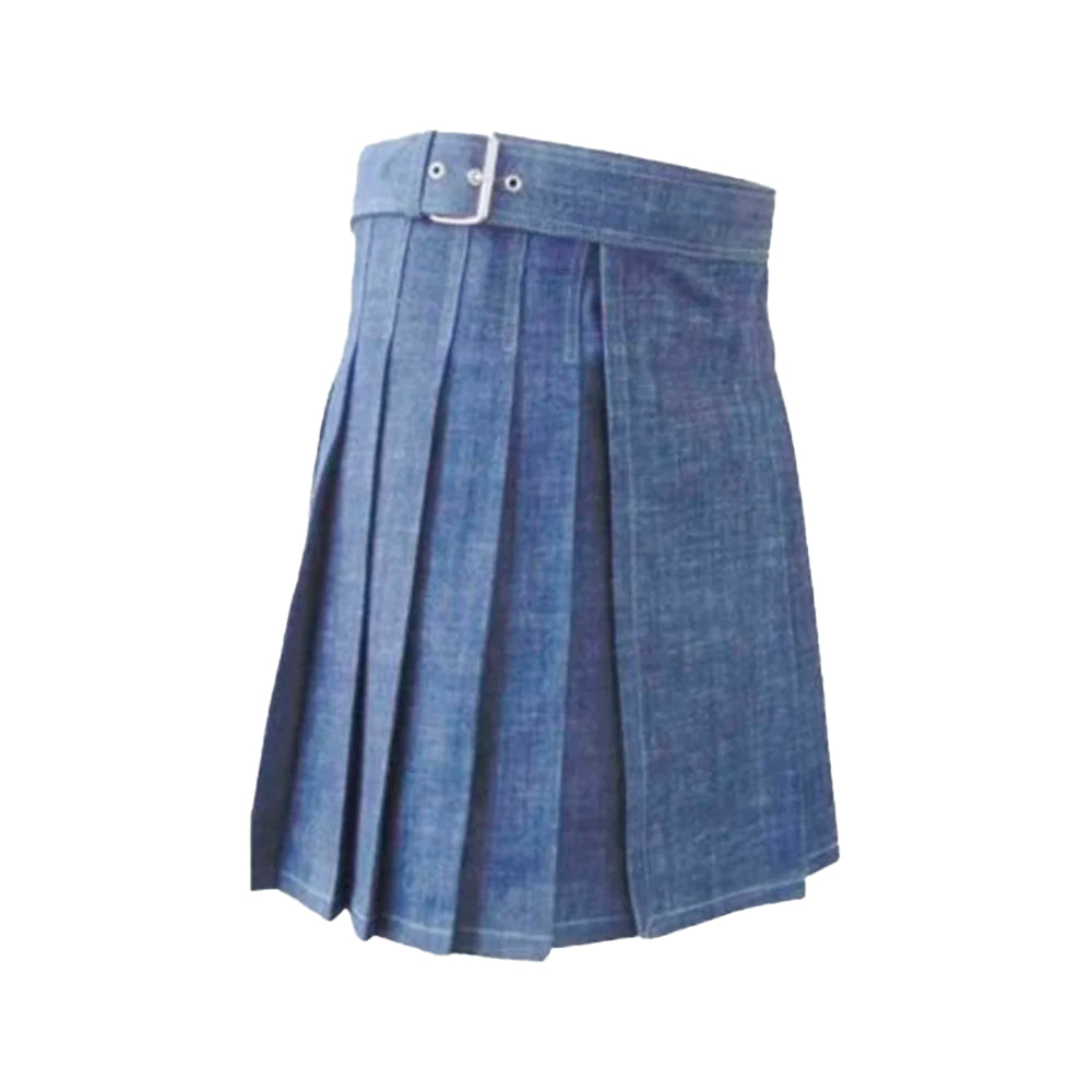 Blue Denim Kilt For Men
