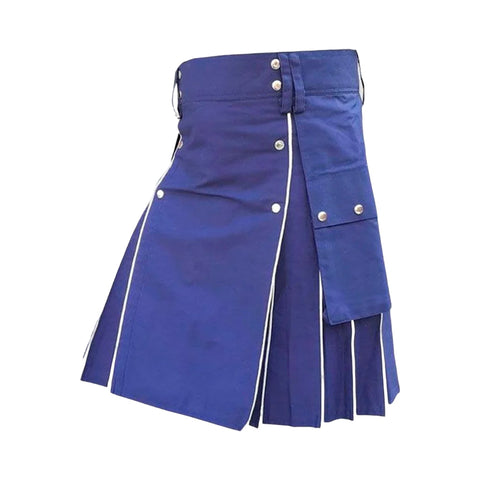 Blue Utility kilt With White line