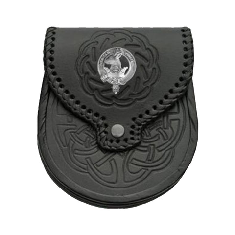 Clan Crest Badge Leather Sporran