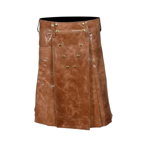 Premium Two-Tone Leather Kilt for Men