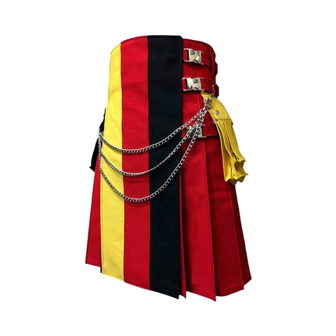 Kilt Red Canvas Utility Hiker Kilt with German Flag