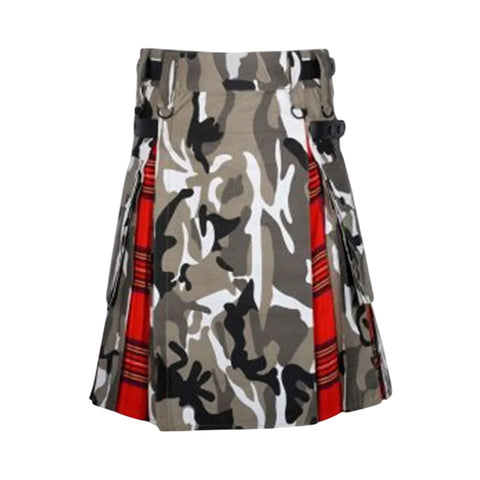 Arban Camo Royal Stewart Tartan Scottish Utility Cargo Hybrid Kilt