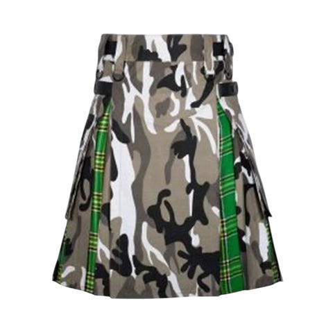 Arban Camo Irish Tartan Scottish Utility Cargo Hybrid Kilt