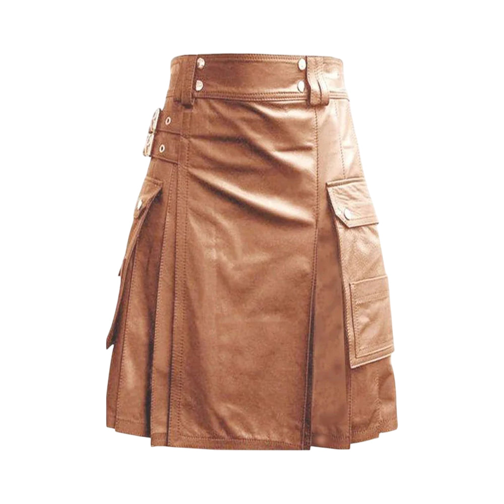 Luxurious Brown Leather Kilt