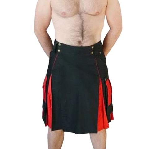 Black and Red Box Pleated Kilt
