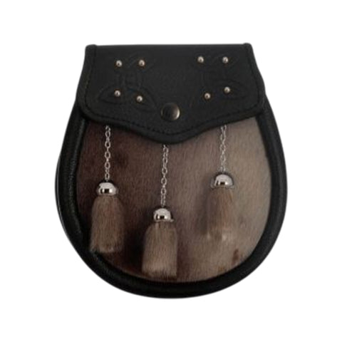 Semi Dress Natural Sealskin Studded Celtic Embossed Sporran