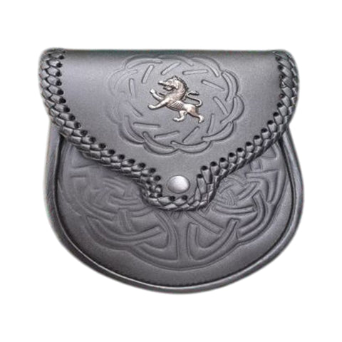 Lion Rampant Black Leather Sporran