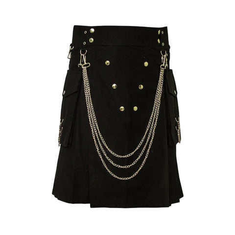 Famous Cargo Utility Kilt With Golden Chains