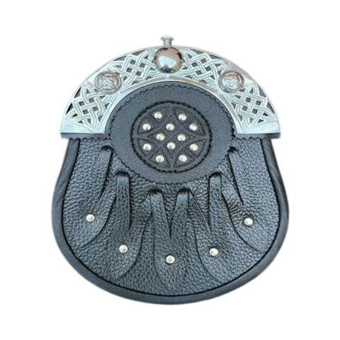Black Leather Silver Cantle Sporran