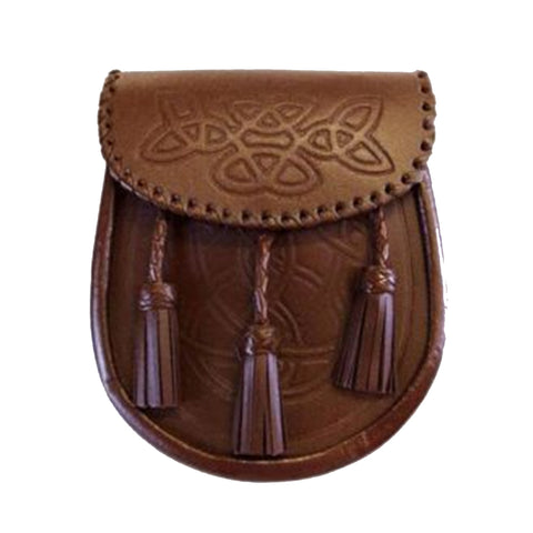 Brown Celtic Embossed Leather Sporran