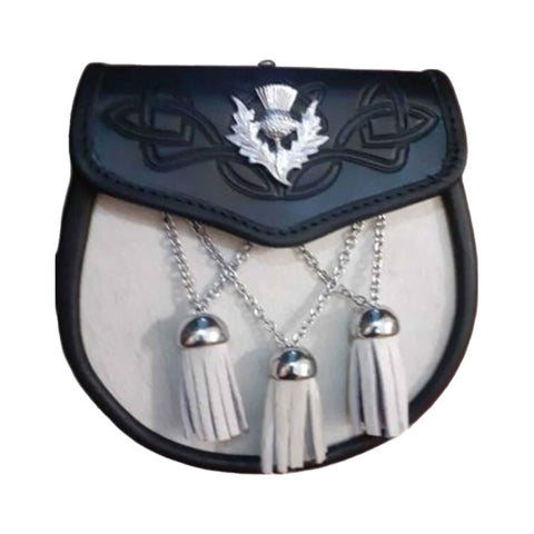 Black Leather Thistle Semi Dress Sporran