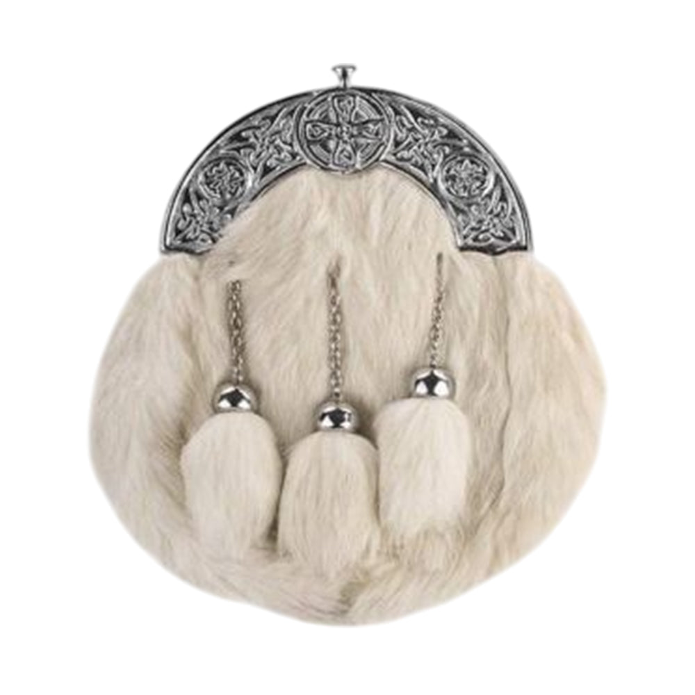 Full Dress Chrome White Rabbit Celtic Cross Sporran