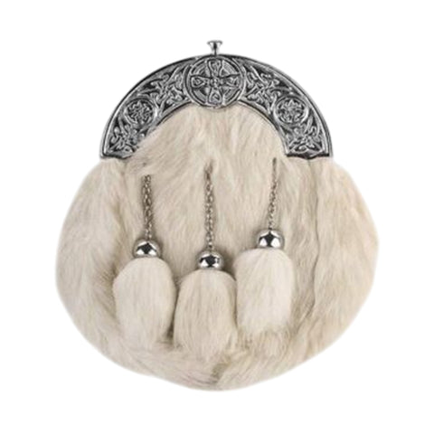 Full Dress Chrome White Rabbit Celtic Cross Sporran