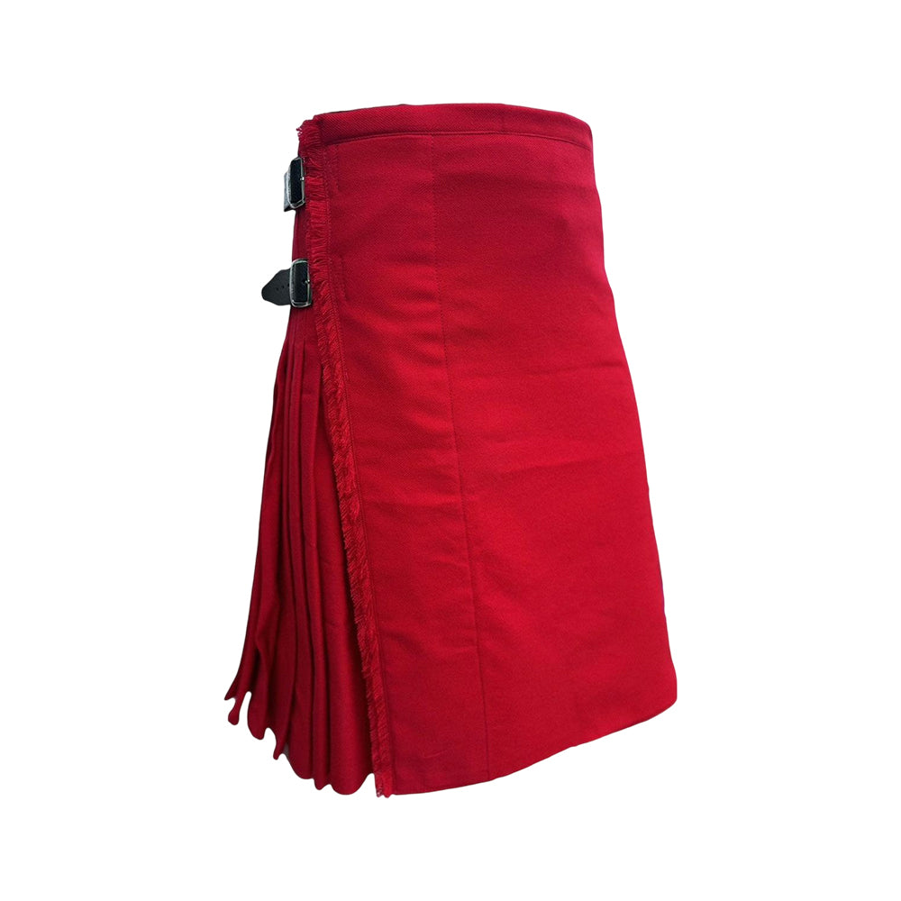 Solid Red Modern Tartan Kilt