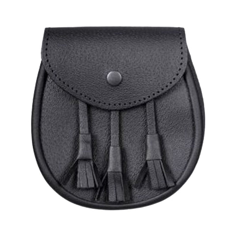Black Leather Day Sporran - Scottish Made