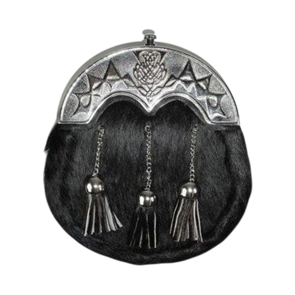 Full Dress Modren Thistle Black Calfskin Sporran