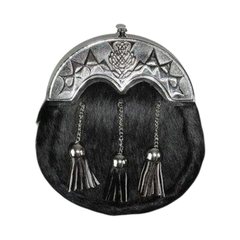 Full Dress Modren Thistle Black Calfskin Sporran