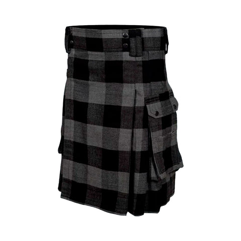 Modern Grey Tartan Utility Kilt
