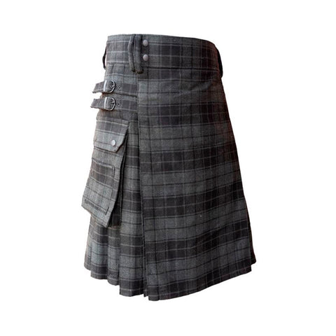 Grey Utility Tartan Kilt