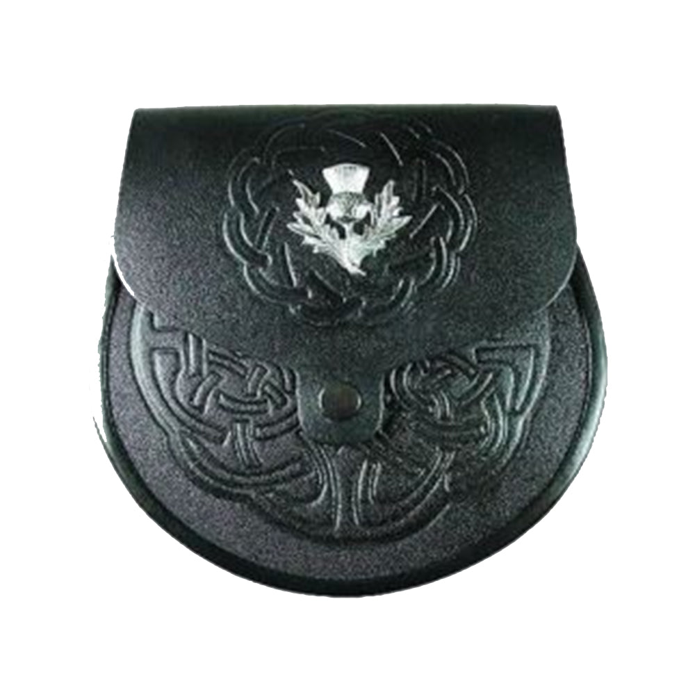 Thistle Crest Embossed Leather Sporran