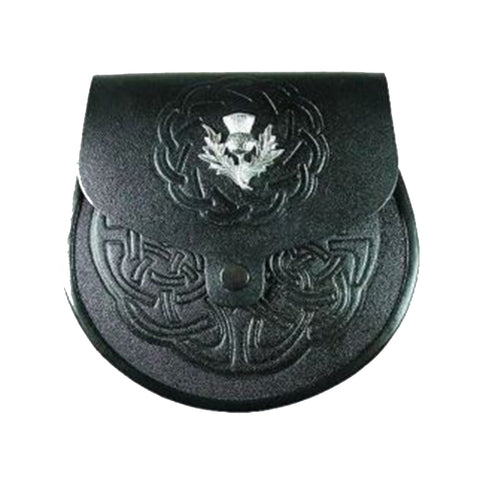 Thistle Crest Embossed Leather Sporran